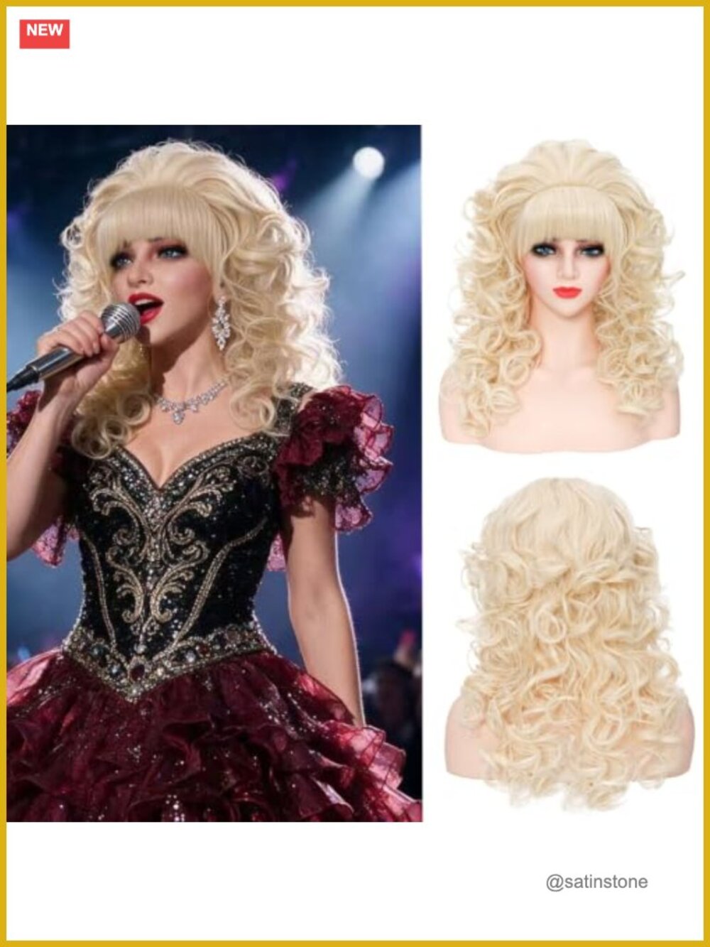 Long Curly Cosplay Wig with Bangs Heat Resistant Synthetic
